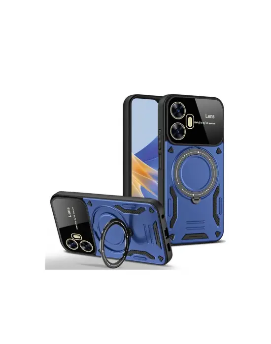 Realme C55 Kılıf Joy Lens Standlı Kapak - Lacivert