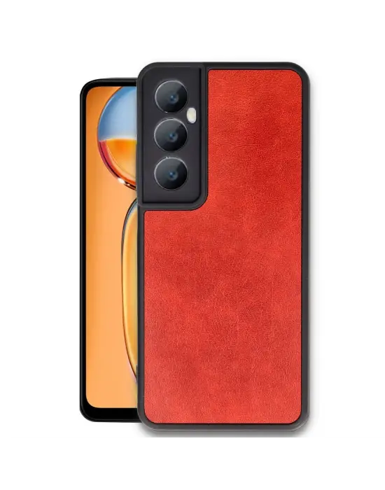 Realme C65 Kılıf Aras Deri Kapak - Kırmızı