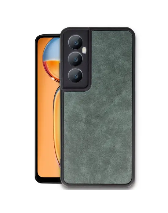 Realme C65 Kılıf Aras Deri Kapak - Koyu Yeşil