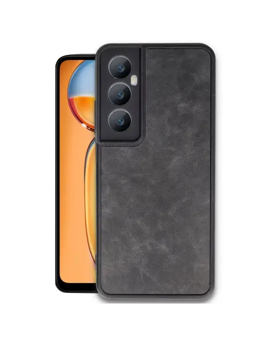 Realme C65 Kılıf Aras Deri Kapak - Siyah