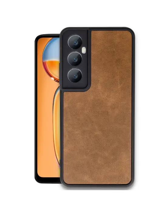 Realme C65 Kılıf Aras Deri Kapak - Taba