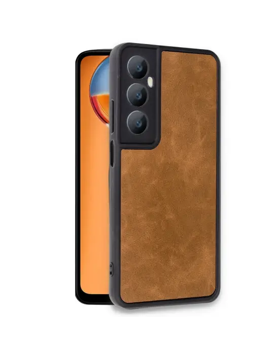 Realme C65 Kılıf Aras Deri Kapak - Taba