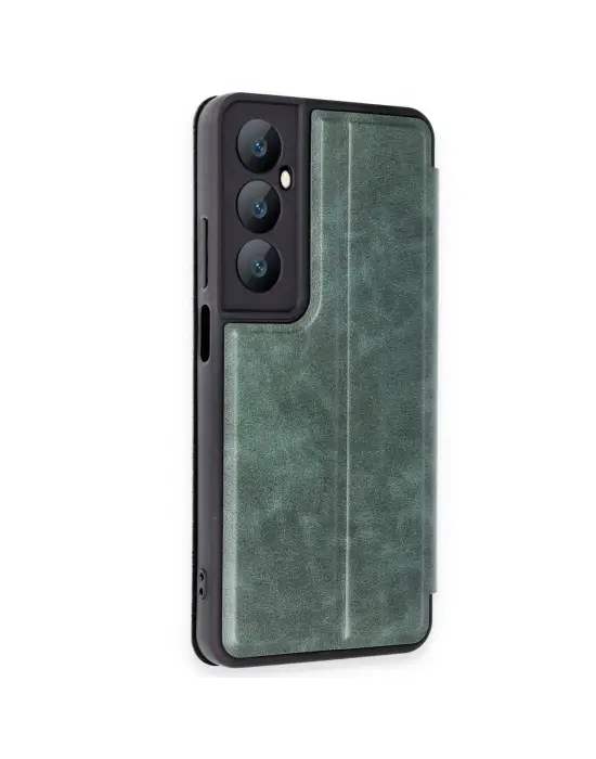 Realme C65 Kılıf Flip Cover - Koyu Yeşil