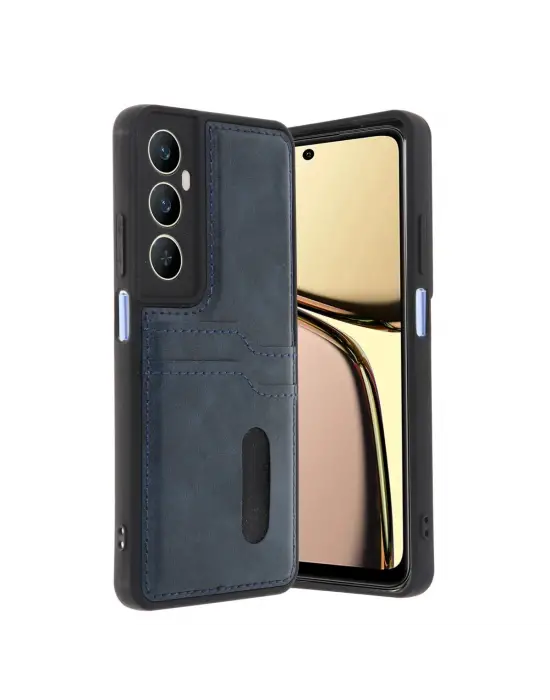 Realme C65 Sara Kartvizitli Deri Kılıf - Lacivert