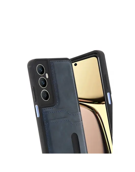 Realme C65 Sara Kartvizitli Deri Kılıf - Lacivert