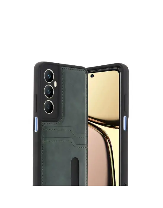 Realme C65 Sara Kartvizitli Deri Kılıf - Yeşil