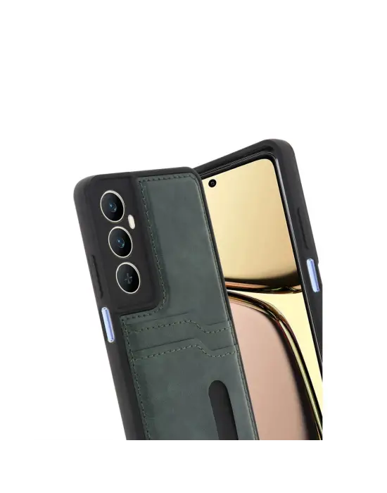 Realme C65 Sara Kartvizitli Deri Kılıf - Yeşil
