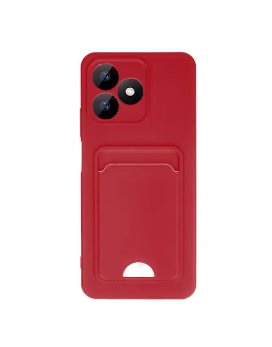 Realme Note 50 4g Kılıf Kelvin Kartvizitli Silikon - Kırmızı