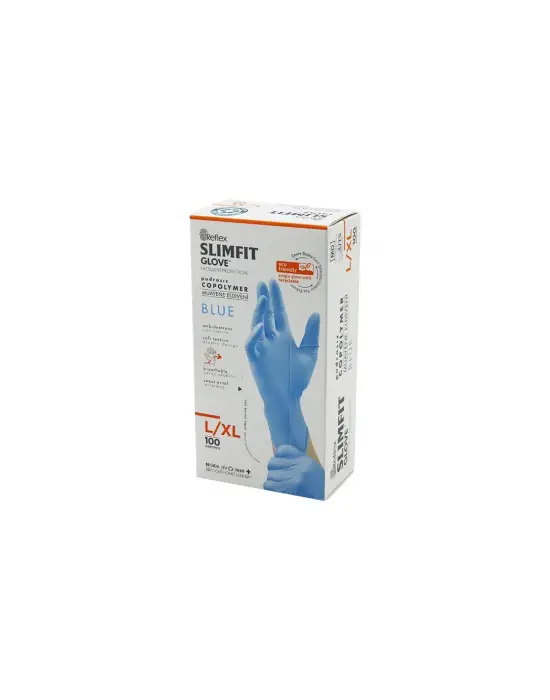 Reflex Slimfit Glove Kod-025 L-xl Mavi Pudrasız Muayene Eldiven 100lü
