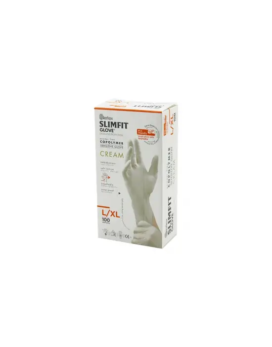 Reflex Slimfit Glove Kod-028 L-xl Krem Pudrasız Muayene Eldiven 100lü