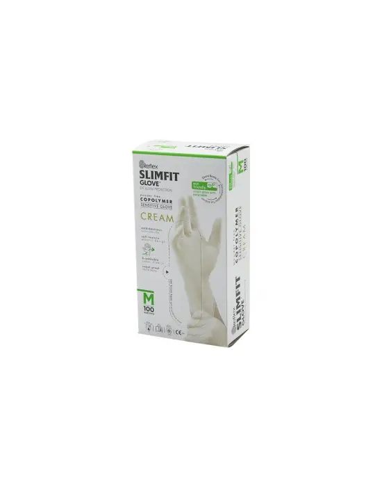 Reflex Slimfit Glove Kod-029 M Krem Pudrasız Muayene Eldiven 100lü