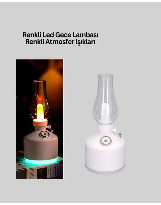 Renkli Led Işıklı Retro Gaz Lambası Aroma Terapi Mist Maker