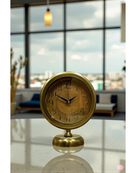Retro Eskitme 25 x 20 Cm Metal Şık Masa Saati