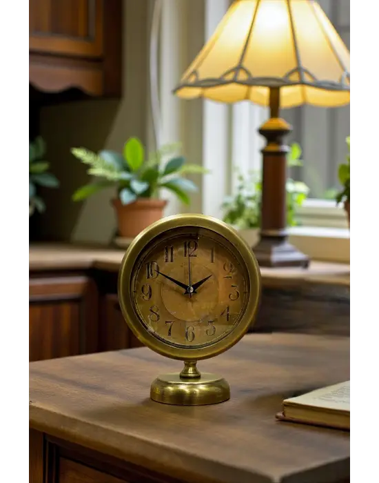 Retro Eskitme 25 x 20 Cm Metal Şık Masa Saati