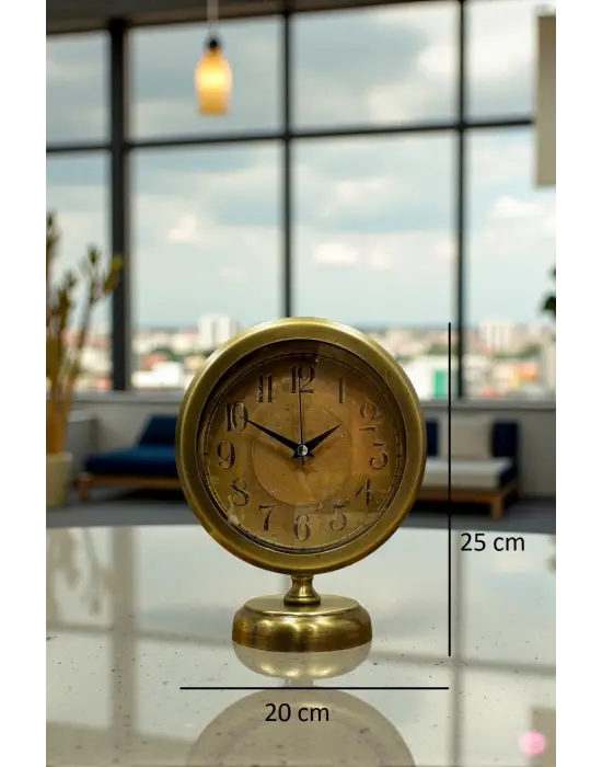 Retro Eskitme 25 x 20 Cm Metal Şık Masa Saati