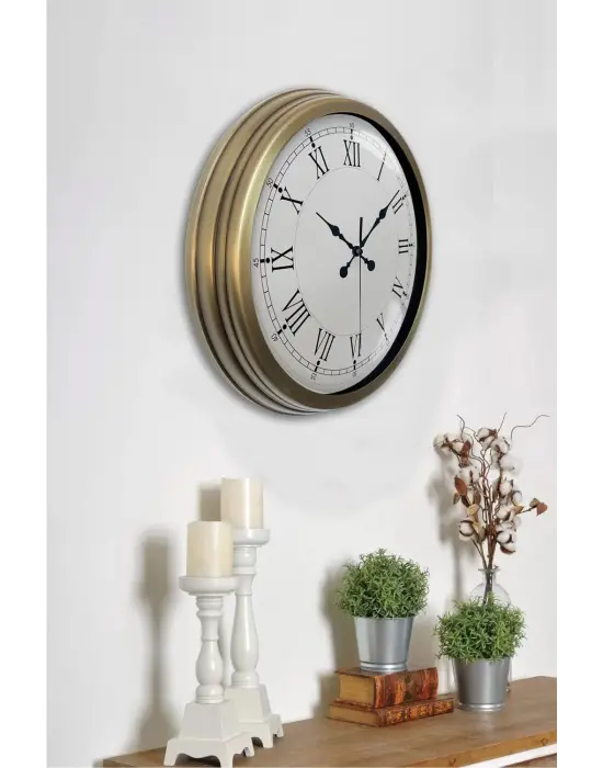 Retro Modern Roma Rakamlı 40 Cm Metal Duvar Saati