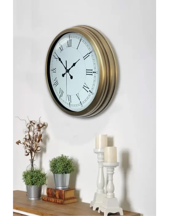 Retro Modern Roma Rakamlı 40 Cm Metal Duvar Saati