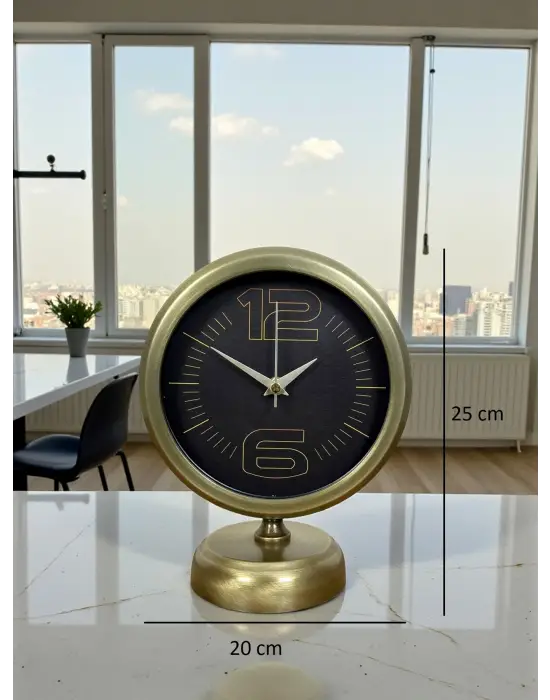Retro Modern Tasarım 25 x 20 Cm Metal Masa Saati