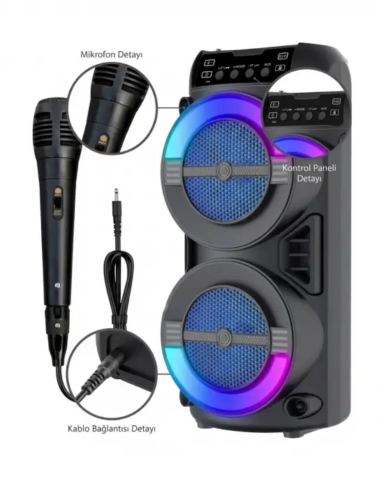Rgb Işıklı Bluetooth Hoparlör Kablosuz Taşınabilir Stereo Speaker