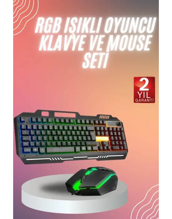 Rgb Işıklı Gaming Oyuncu Klavye Q Klavye Mouse Hediyeli