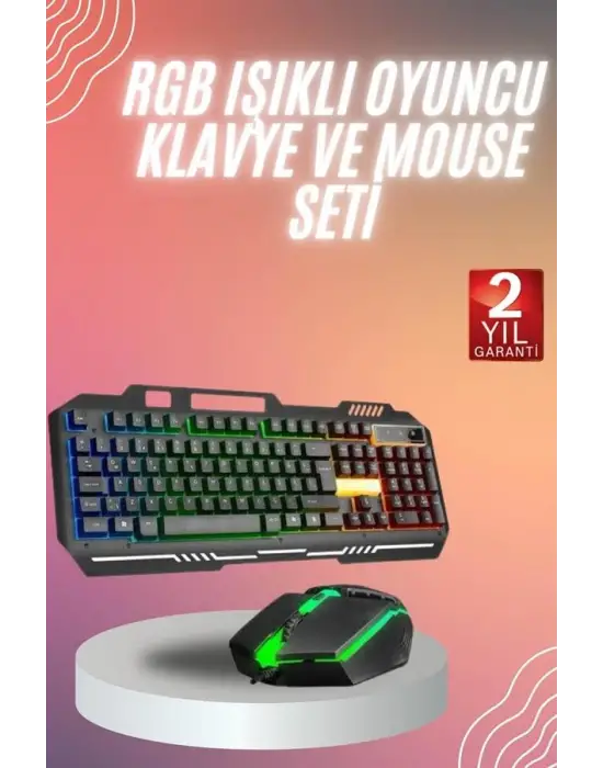Rgb Işıklı Gaming Oyuncu Klavye Q Klavye Mouse Hediyeli