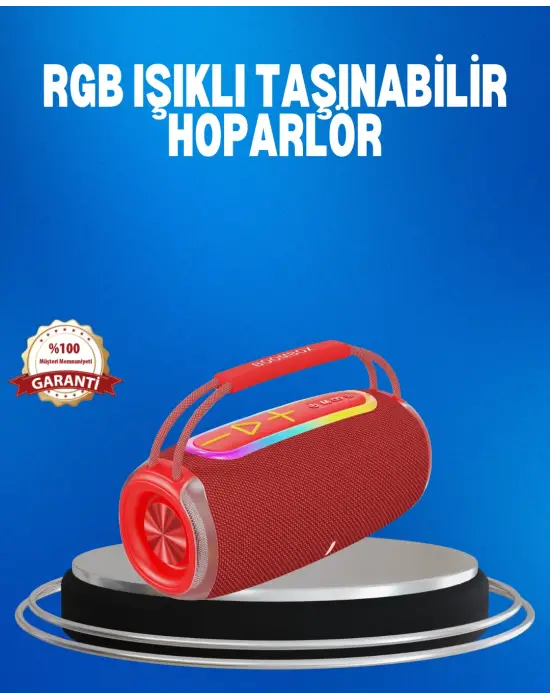 Rgb Led Işıklı 20w Taşınabilir Hoparlör Bluetooth 5.3 + Type-c Şarj
