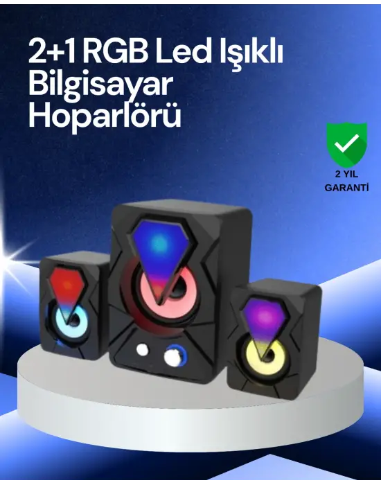 Rgb Led Işıklı 2.1 Usb Oyun Hoparlörü Derin Bas Ve Net Ses