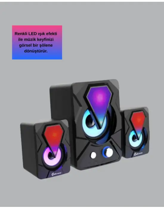 Rgb Led Işıklı 2.1 Usb Oyun Hoparlörü Derin Bas Ve Net Ses