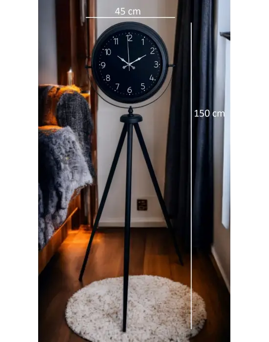 Sade Siyah Tripod Ayaklı Saat