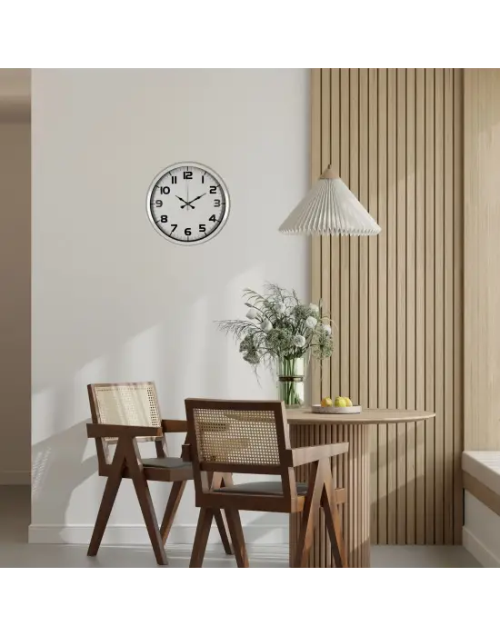 Sade Tasarım Beyaz 40 Cm Metal Duvar Saati