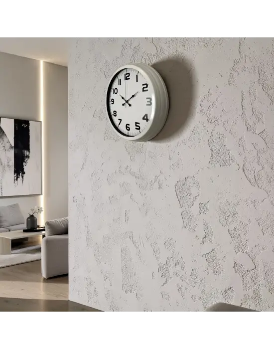 Sade Tasarım Beyaz 40 Cm Metal Duvar Saati