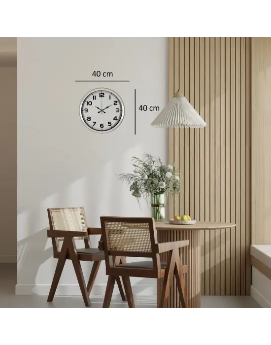 Sade Tasarım Beyaz 40 Cm Metal Duvar Saati