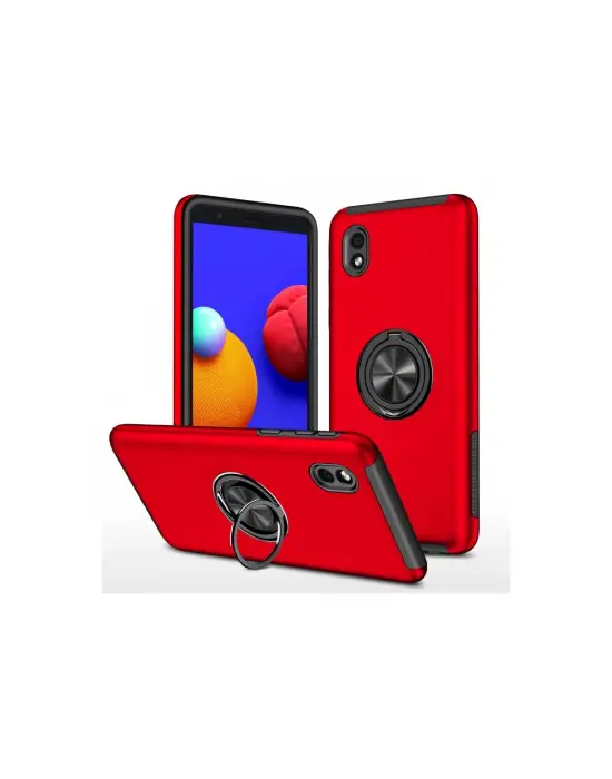 Samsung Galaxy A01 Core Kılıf Elit Yüzüklü Kapak - Kırmızı