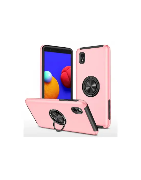 Samsung Galaxy A01 Core Kılıf Elit Yüzüklü Kapak - Pembe