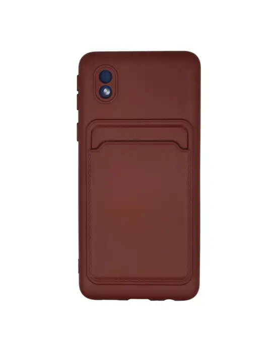 Samsung Galaxy A01 Core Kılıf Kelvin Kartvizitli Silikon - Bordo