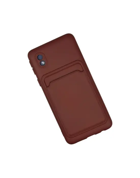 Samsung Galaxy A01 Core Kılıf Kelvin Kartvizitli Silikon - Bordo