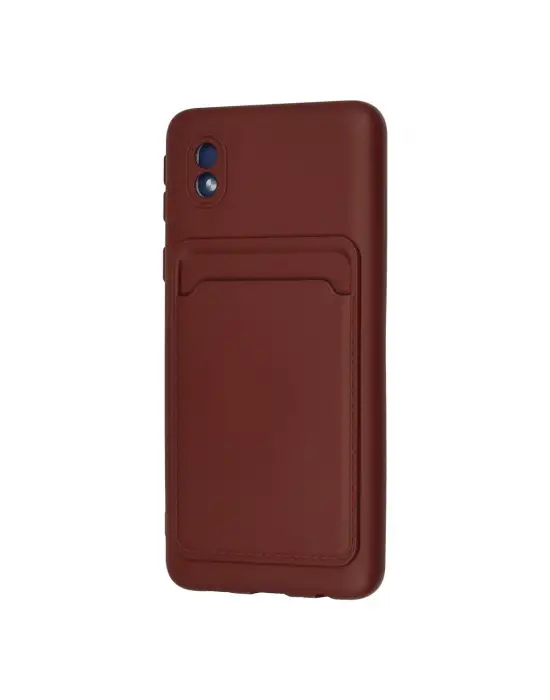 Samsung Galaxy A01 Core Kılıf Kelvin Kartvizitli Silikon - Bordo