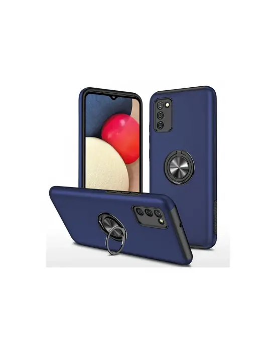 Samsung Galaxy A02s Kılıf Elit Yüzüklü Kapak - Lacivert