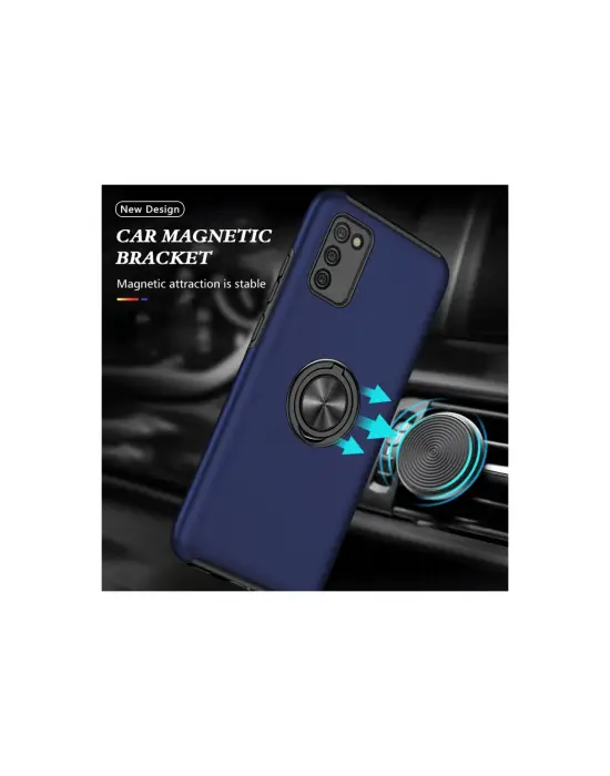 Samsung Galaxy A02s Kılıf Elit Yüzüklü Kapak - Lacivert