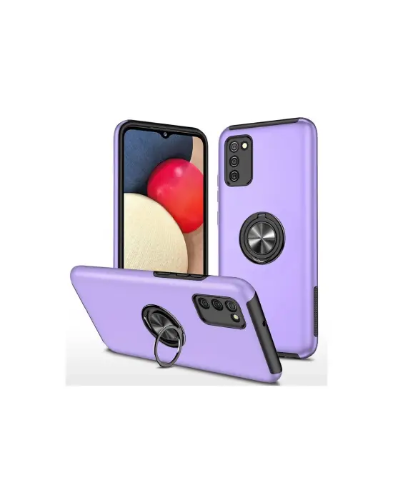 Samsung Galaxy A02s Kılıf Elit Yüzüklü Kapak - Mor