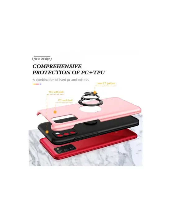 Samsung Galaxy A02s Kılıf Elit Yüzüklü Kapak - Pembe