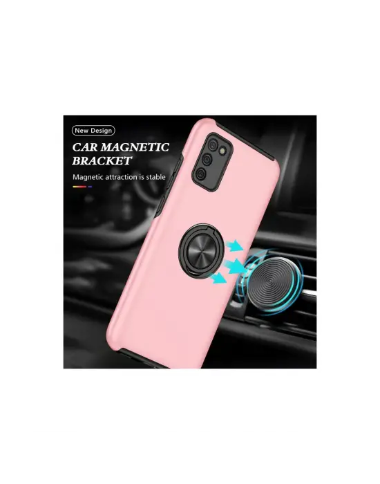 Samsung Galaxy A02s Kılıf Elit Yüzüklü Kapak - Pembe