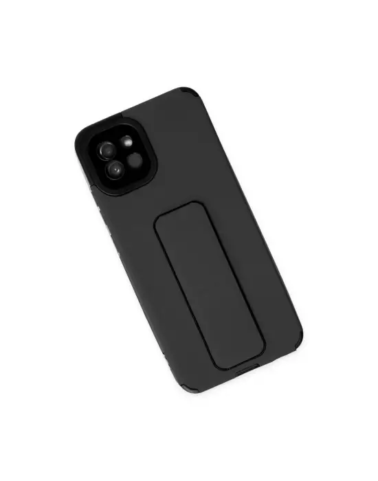 Samsung Galaxy A03 Kılıf Mega Standlı Silikon - Siyah