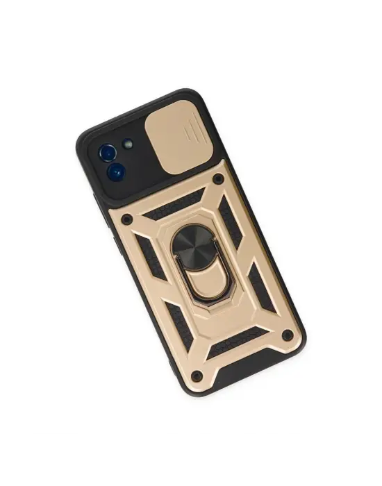 Samsung Galaxy A03 Kılıf Pars Lens Yüzüklü Silikon - Gold