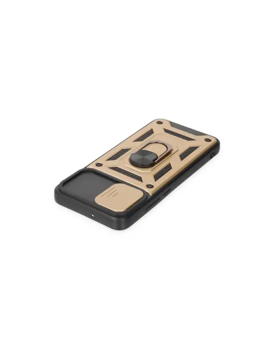 Samsung Galaxy A03 Kılıf Pars Lens Yüzüklü Silikon - Gold