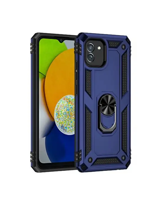 Samsung Galaxy A03 Kılıf Sofya Yüzüklü Silikon Kapak - Lacivert