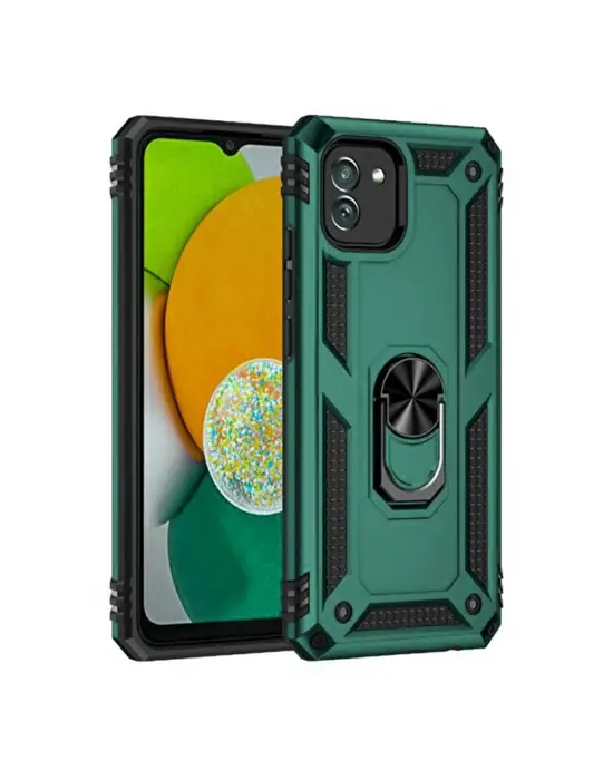 Samsung Galaxy A03 Kılıf Sofya Yüzüklü Silikon Kapak - Yeşil