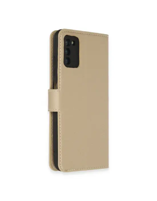Samsung Galaxy A03s Kılıf Trend S Plus Kapaklı Kılıf - Gold
