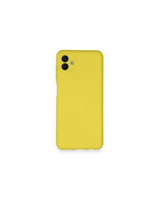 Samsung Galaxy A04 Kılıf Nano İçi Kadife Silikon - Sarı