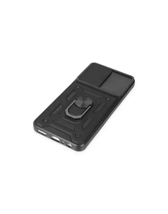 Samsung Galaxy A04s Kılıf Pars Lens Yüzüklü Silikon - Siyah